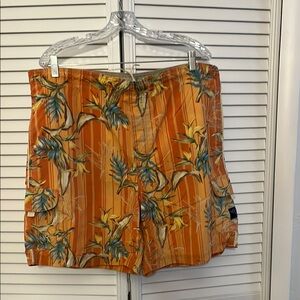 Island Traders. Tropical Orange Men's Swim Shorts. XL